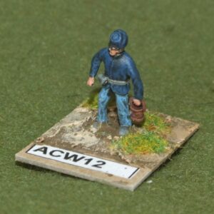 Artilleryman in Kepi, carrying bucket.